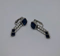 Sapphire Earrings Vintage  Drop Blue and and White Rhinestone Gold Tone Costume Jewellery  Earrings Diamond Earrings laddies jewellery