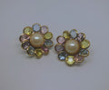 Vintage Earrings Pearl Floral Pastel Clip on Earrings Gold Tone Jewellery Faux Pearl Wedding Earrings costume jewellery