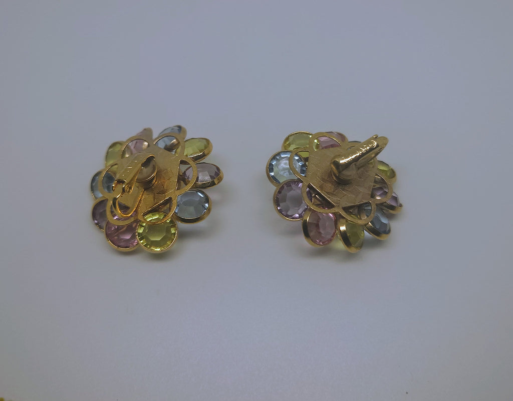 Vintage Earrings Pearl Floral Pastel Clip on Earrings Gold Tone Jewellery Faux Pearl Wedding Earrings costume jewellery