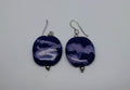 Vintage Earrings Blue Round Dangle Drop Agate/Stone Earrings Costume Jewellery Jewelry Chunky Kitsch Jewellery