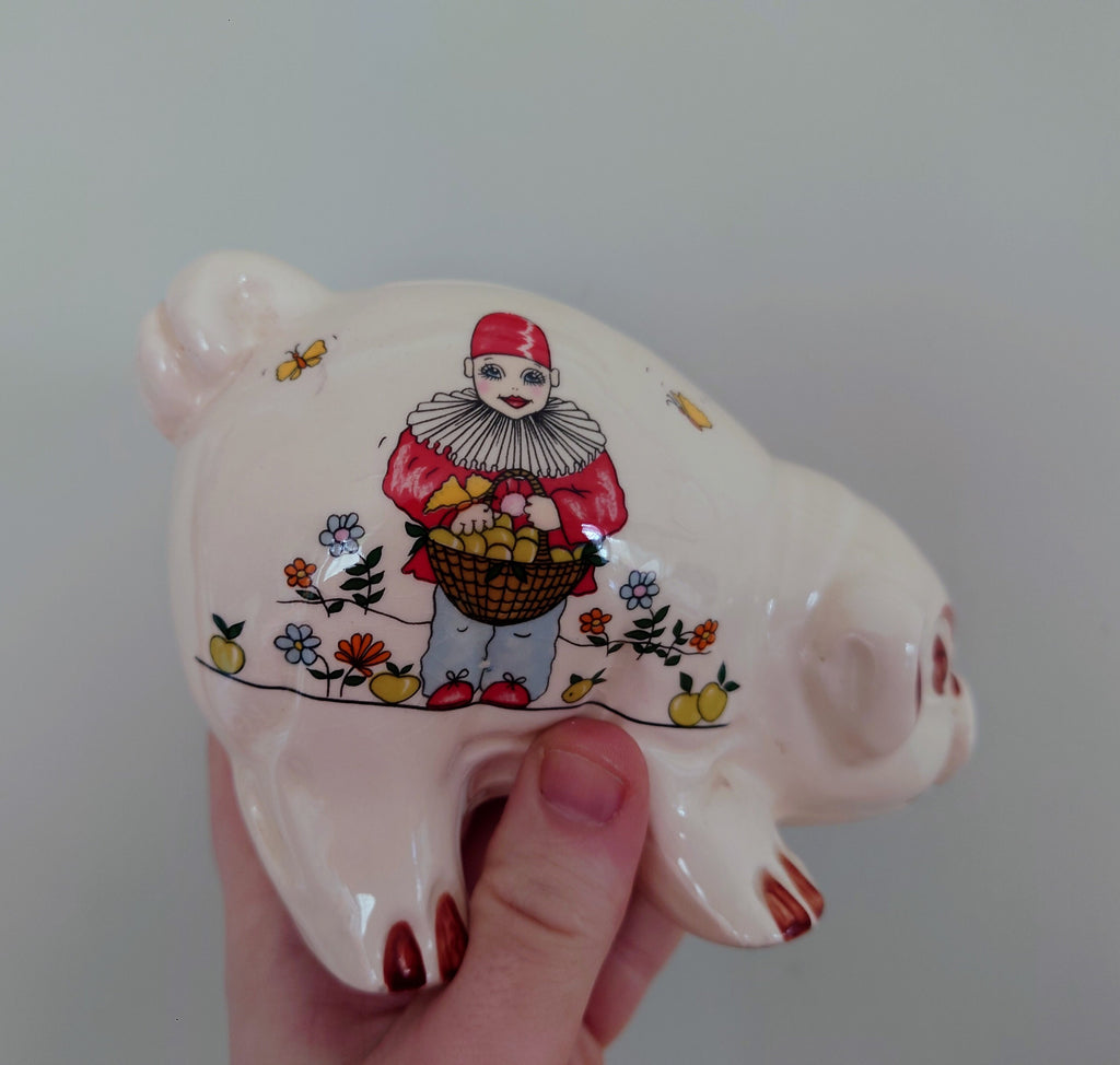 Vintage Piggy Bank Kitsch Money Box Pig Piggybank Ceramic Piggy Bank Tip Box Coin Bank Pig Figurine