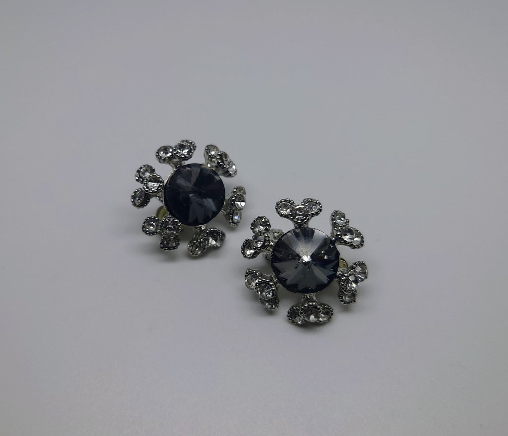 Vintage Diamond Rhinestone Crystal Clip On Earrings Silver Tone Diamond Rhinestone Diamante Costume Jewellery Jewelry Wedding Jewelry