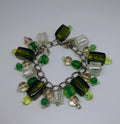 Vintage Glass Beaded Bangle Foil Glass Emerald Green Costume Jewellery Jewelry Chunky Glass Beaded Bangle/bracelet