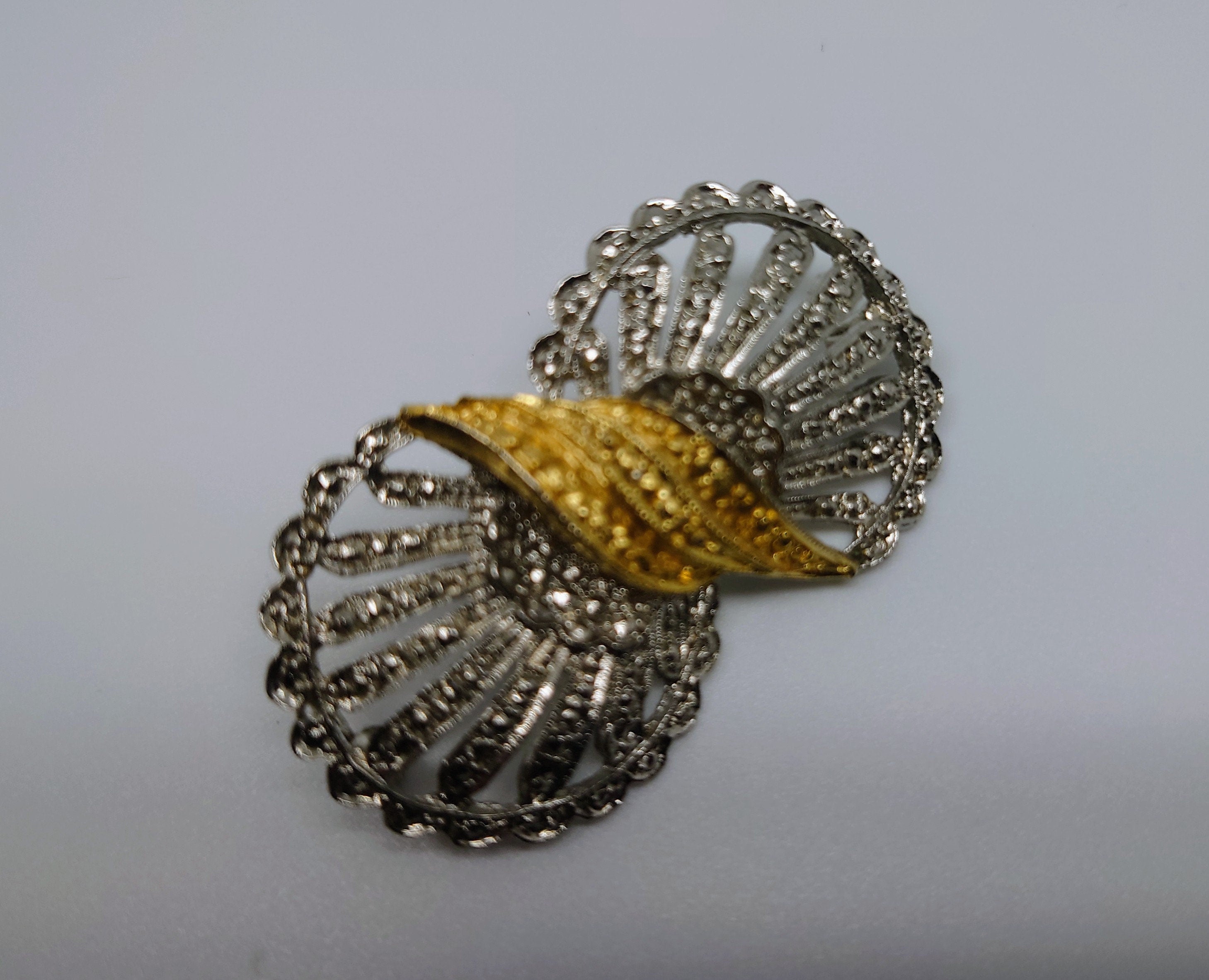 Bow Pin Vintage Brooch Gold and Silver Bow Brooch Pin Costume Jewellery Jewelry Decorative Jewellery Art Deco Style Silver Tone Metal