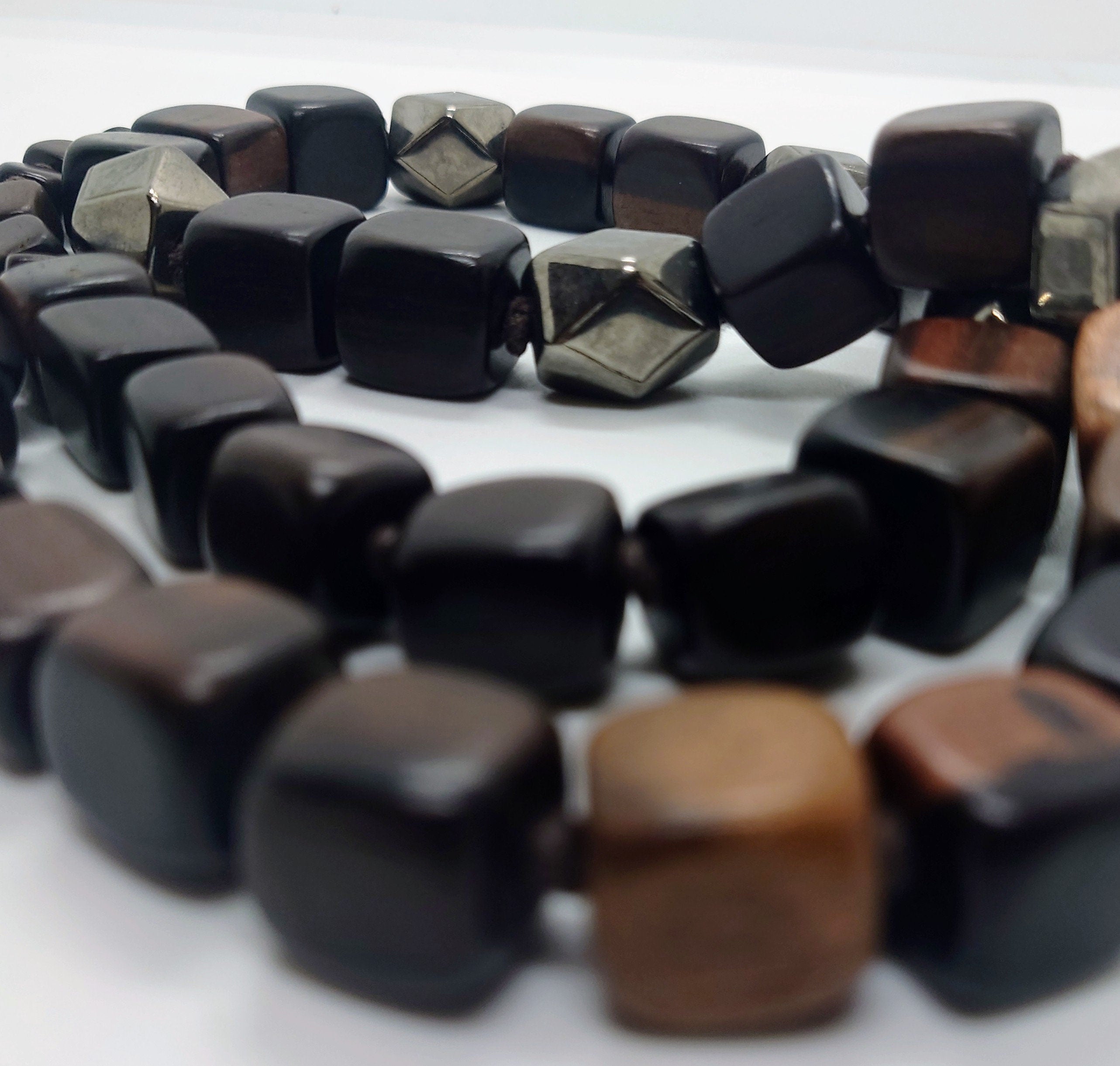 Vintage Necklace Beaded Plastic Brown Retro Long Necklace Costume Jewellery Jewelry Chunky Long Square Beaded Necklace Boho 90's