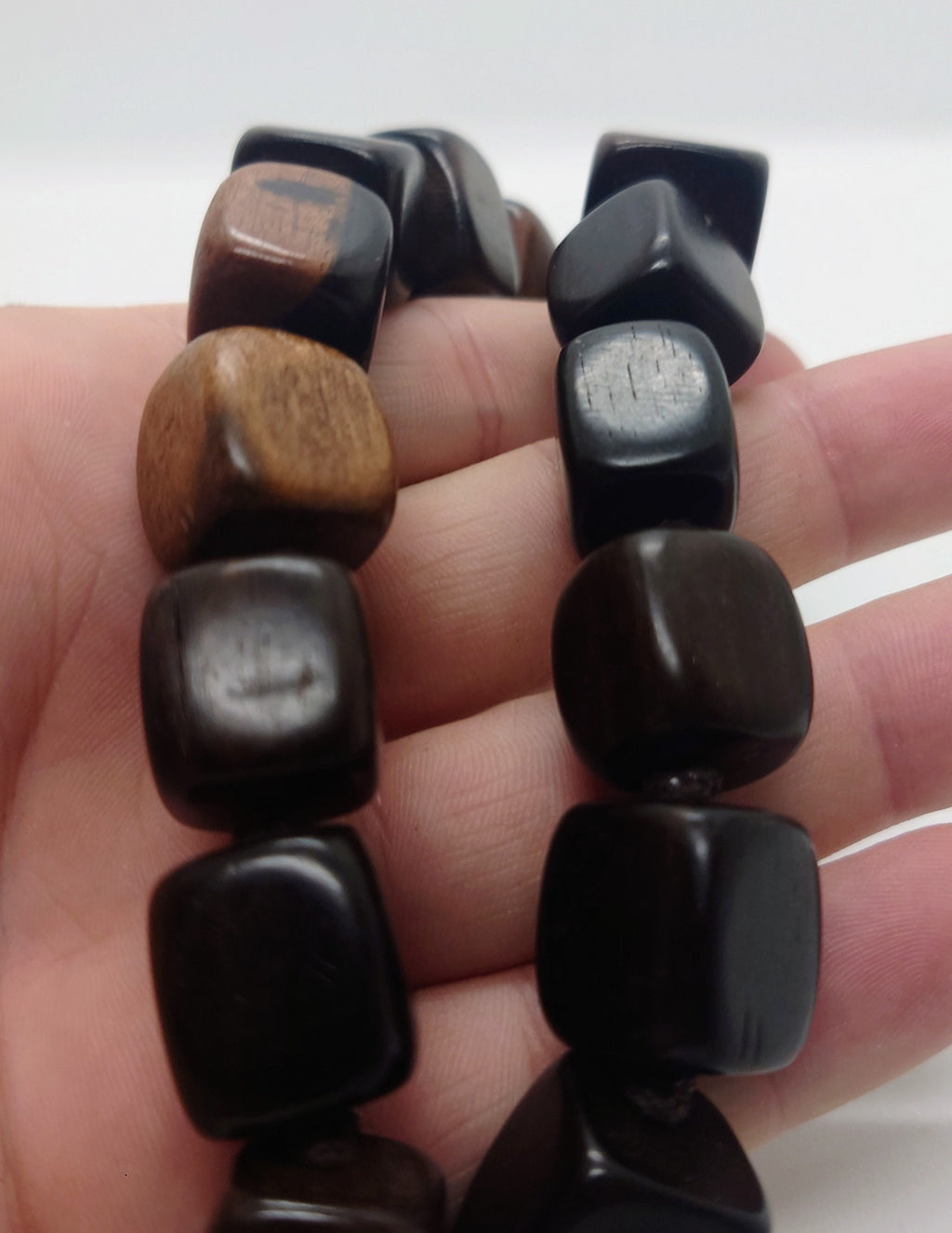 Vintage Necklace Beaded Plastic Brown Retro Long Necklace Costume Jewellery Jewelry Chunky Long Square Beaded Necklace Boho 90's