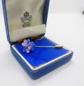 Vintage Hat Pin Floral Pansies Fine Bone China Blue Flower Pin Aynsley Brooch Costume Jewellery Jewelry Boxed bobby pin