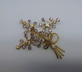 Vintage  Diamond Rhinestone Brooch Pin Costume Jewellery Jewelry Gold Pin Brooch Floral Wire Mid Century 1950's Pin Diamante