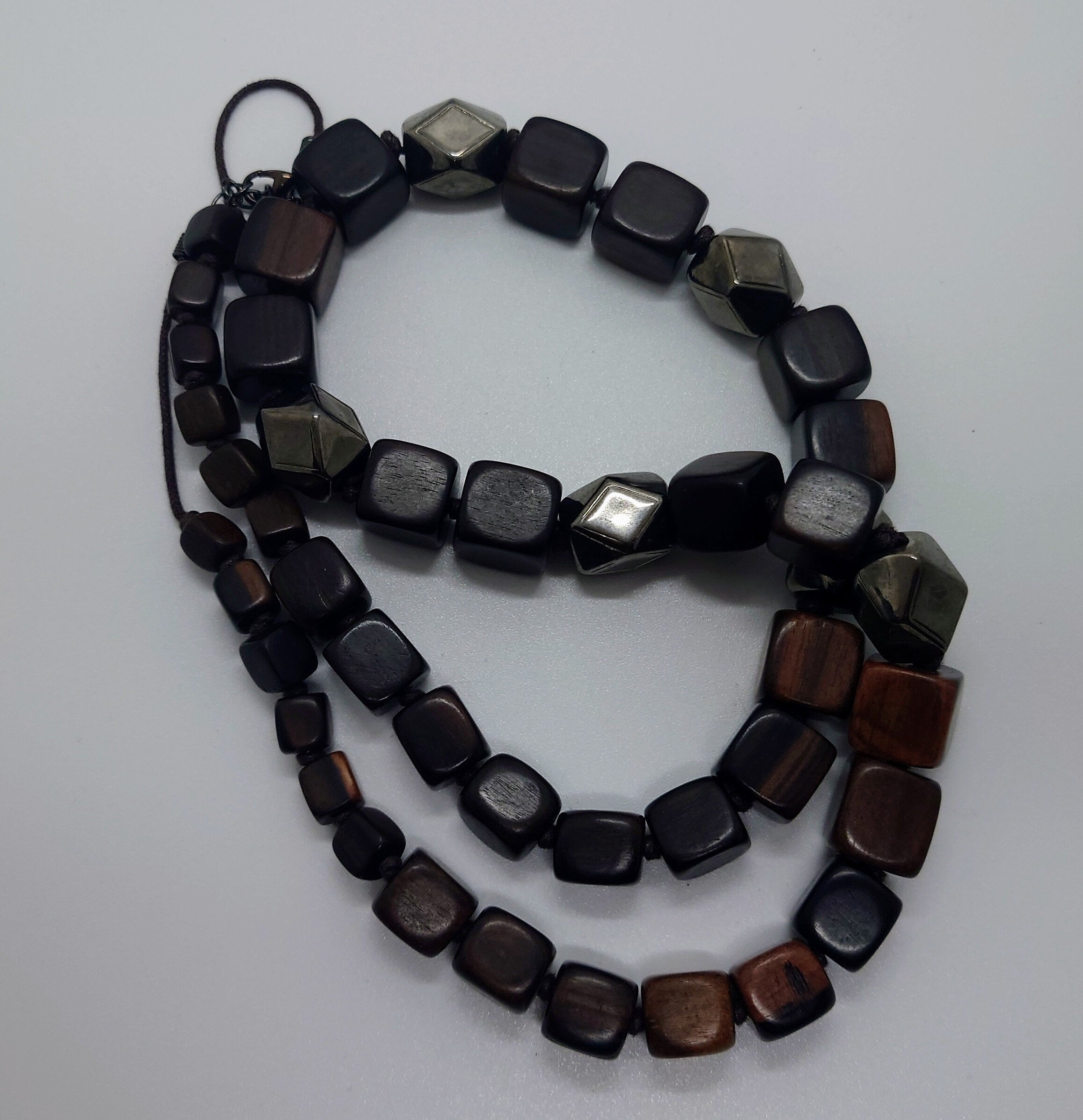 Vintage Necklace Beaded Plastic Brown Retro Long Necklace Costume Jewellery Jewelry Chunky Long Square Beaded Necklace Boho 90's