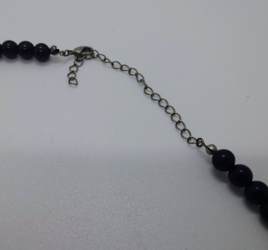 Vintage Lucite Black/dark purple Beaded Necklace Graduated Retro Bead Long Chunky Necklace Costume Jewellery Jewelry
