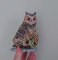 Vintage Owl Figurine Bird Ornament Brown Hoot Owl Ceramic Owl and Chick Barn Owl Kitsch