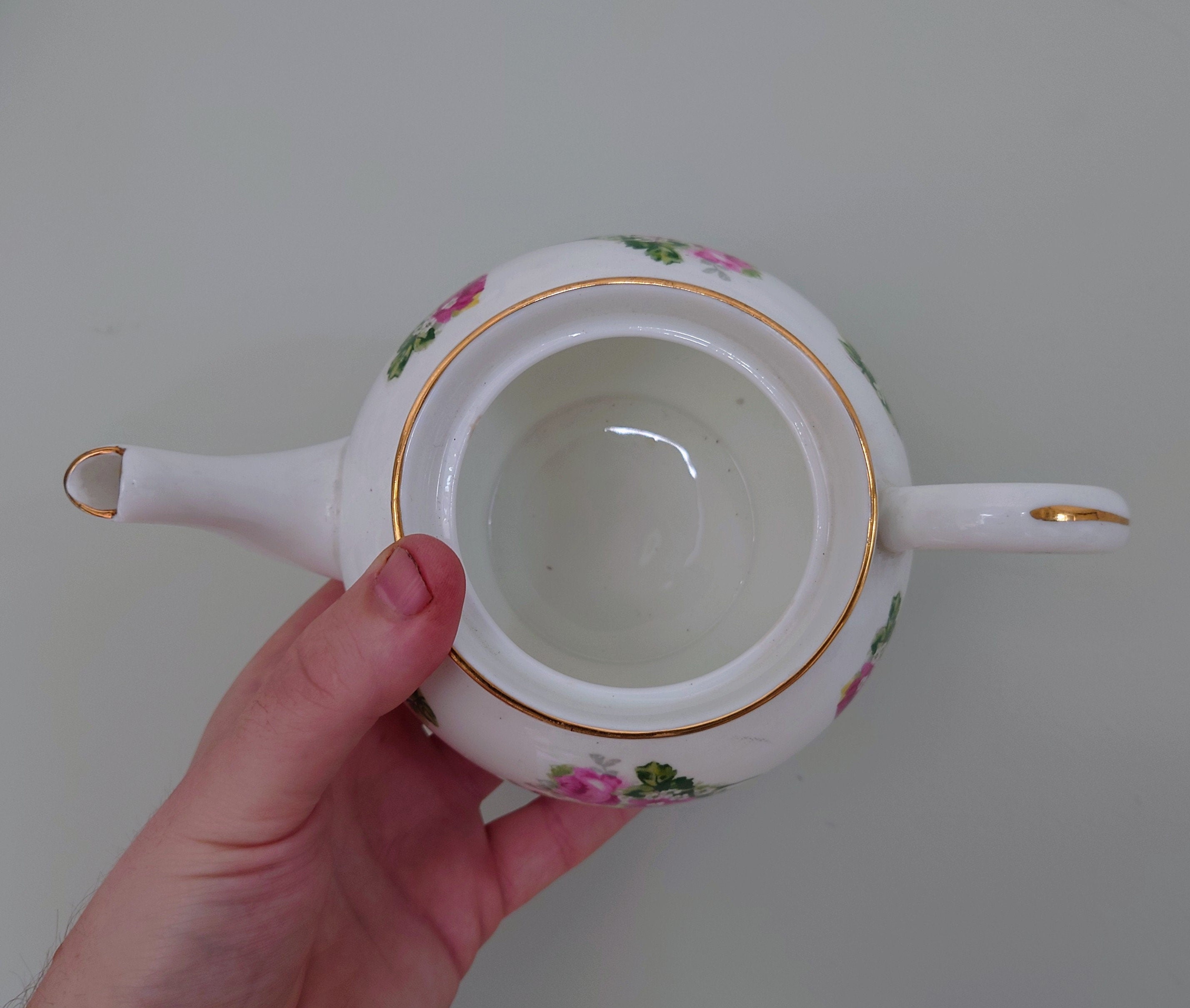 Vintage Teapot Novelty Aynsley Porcelain Pink Rose Ceramic Floral Cottage Chic Teapot Country Garden Flowers Teapot Collection