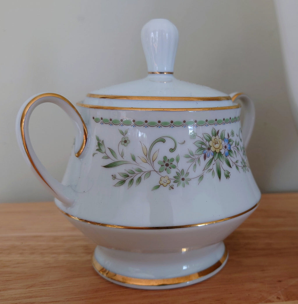 Vintage Teapot/ Coffee Pot and Sugar Bowl White Porcelain Afternoon Tea Party Noritake Green Hill china white teapot Collectable Glazed