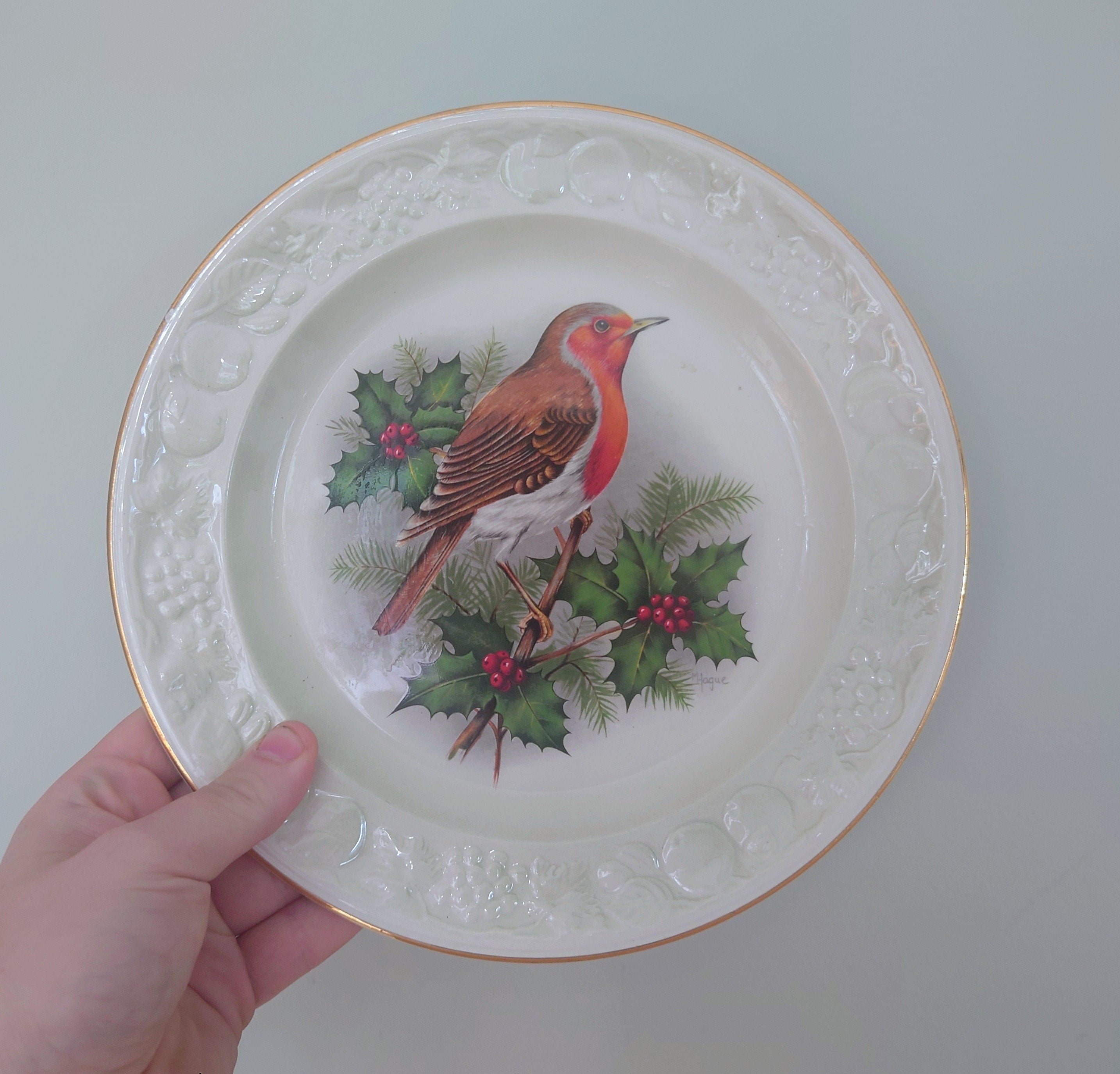 Vintage Bird Decorative Robin Red Bird Plate Wall Ceramic Robin Plate Royal Worcester Made in England Fine Bone China Porcelain