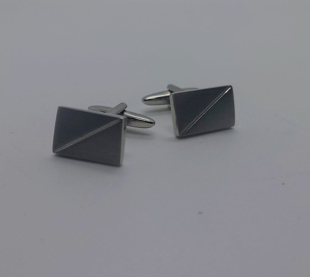 Vintage Silver Cufflinks Rectangular set of Mens Cufflinks Vintage 1970's Cuff Links Silver Tone Metal Costume Jewellery Gift for Him