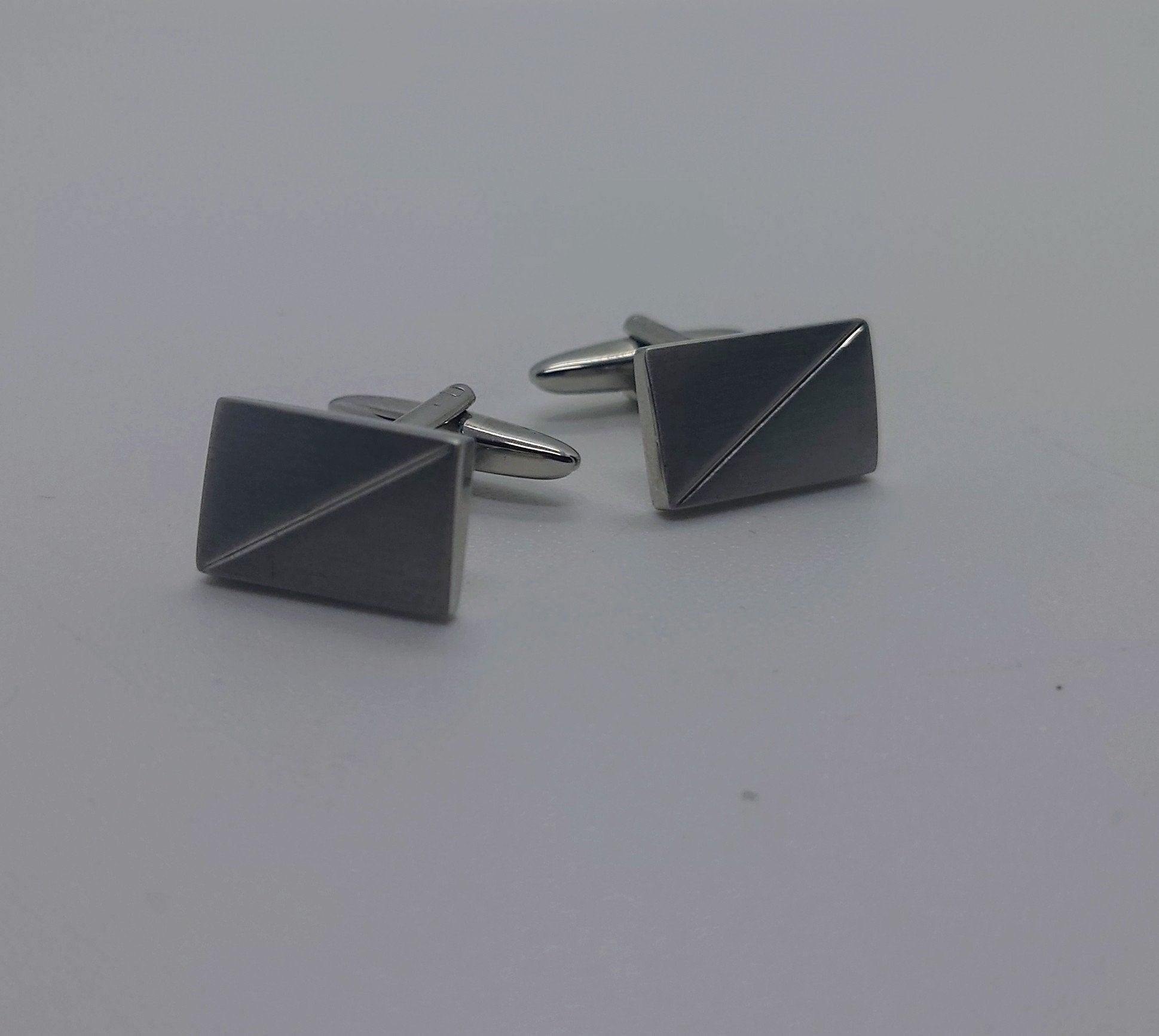 Vintage Silver Cufflinks Rectangular set of Mens Cufflinks Vintage 1970's Cuff Links Silver Tone Metal Costume Jewellery Gift for Him