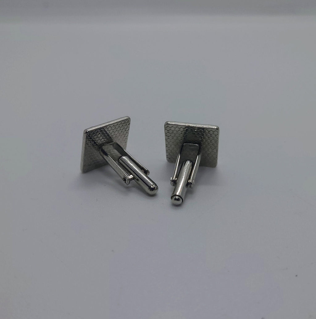 Vintage Silver Cufflinks Rectangular set of Mens Cufflinks Vintage 1970's Cuff Links Silver Tone Metal Costume Jewellery Gift for Him