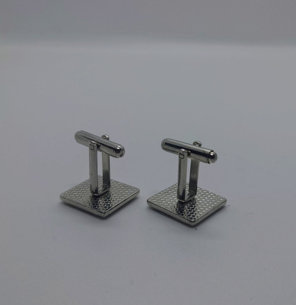 Vintage Silver Cufflinks Rectangular set of Mens Cufflinks Vintage 1970's Cuff Links Silver Tone Metal Costume Jewellery Gift for Him
