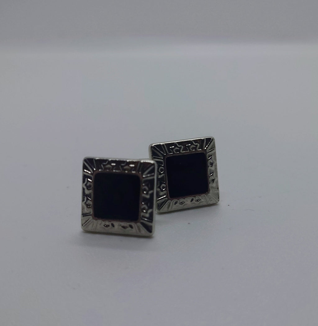 Vintage Silver Cufflinks Rectangular set of Mens Cufflinks Vintage 1970's Cuff Links Silver Tone Metal Costume Jewellery Gift for Him