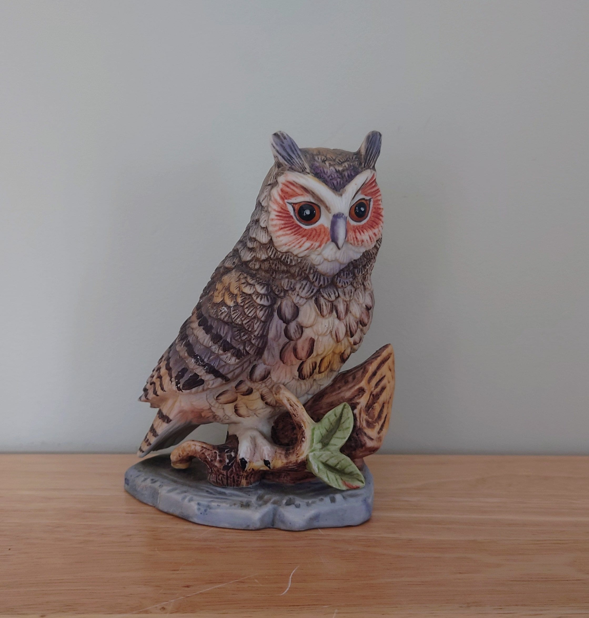 Vintage Owl Figurine Bird Ornament Brown Hoot Owl Ceramic Owl and Chick Barn Owl Kitsch