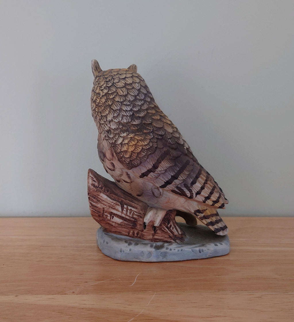 Vintage Owl Figurine Bird Ornament Brown Hoot Owl Ceramic Owl and Chick Barn Owl Kitsch