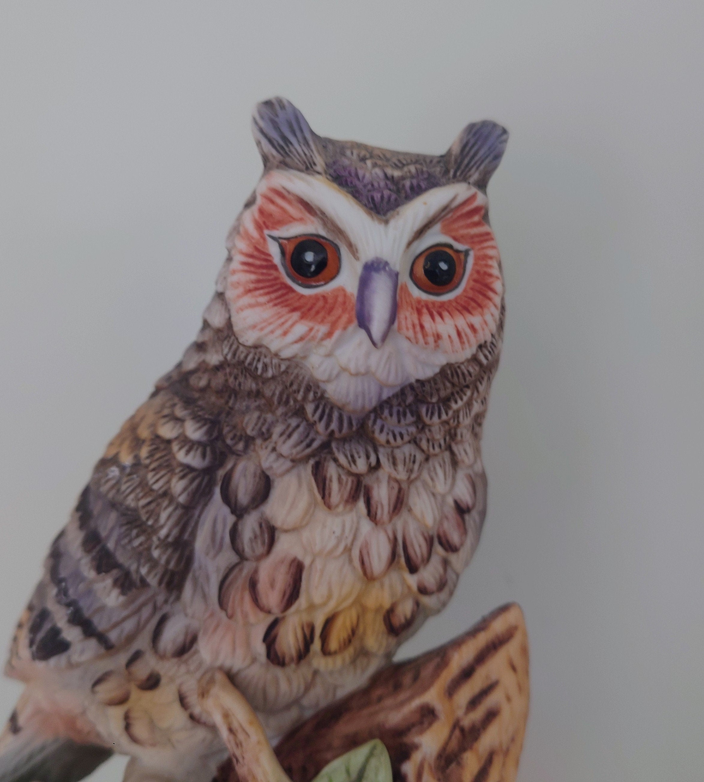 Vintage Owl Figurine Bird Ornament Brown Hoot Owl Ceramic Owl and Chick Barn Owl Kitsch