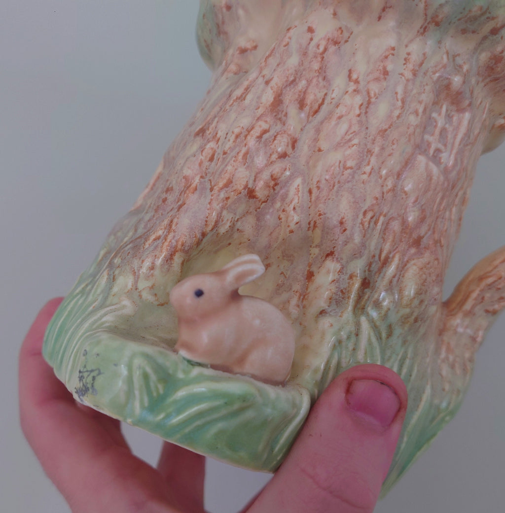 Vintage Vase Sylvac Ceramic Lustre Bird Vase  Marked Pottery Vase Flower Earthenware Mid Century rabbit Glazed Pottery Vase