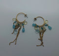 Vintage Dangle Drop Earrings Round Blue Avon Boxed Hook Clasp Costume Jewellery Jewelry Gold Tone Wedding Jewellery Long Earrings