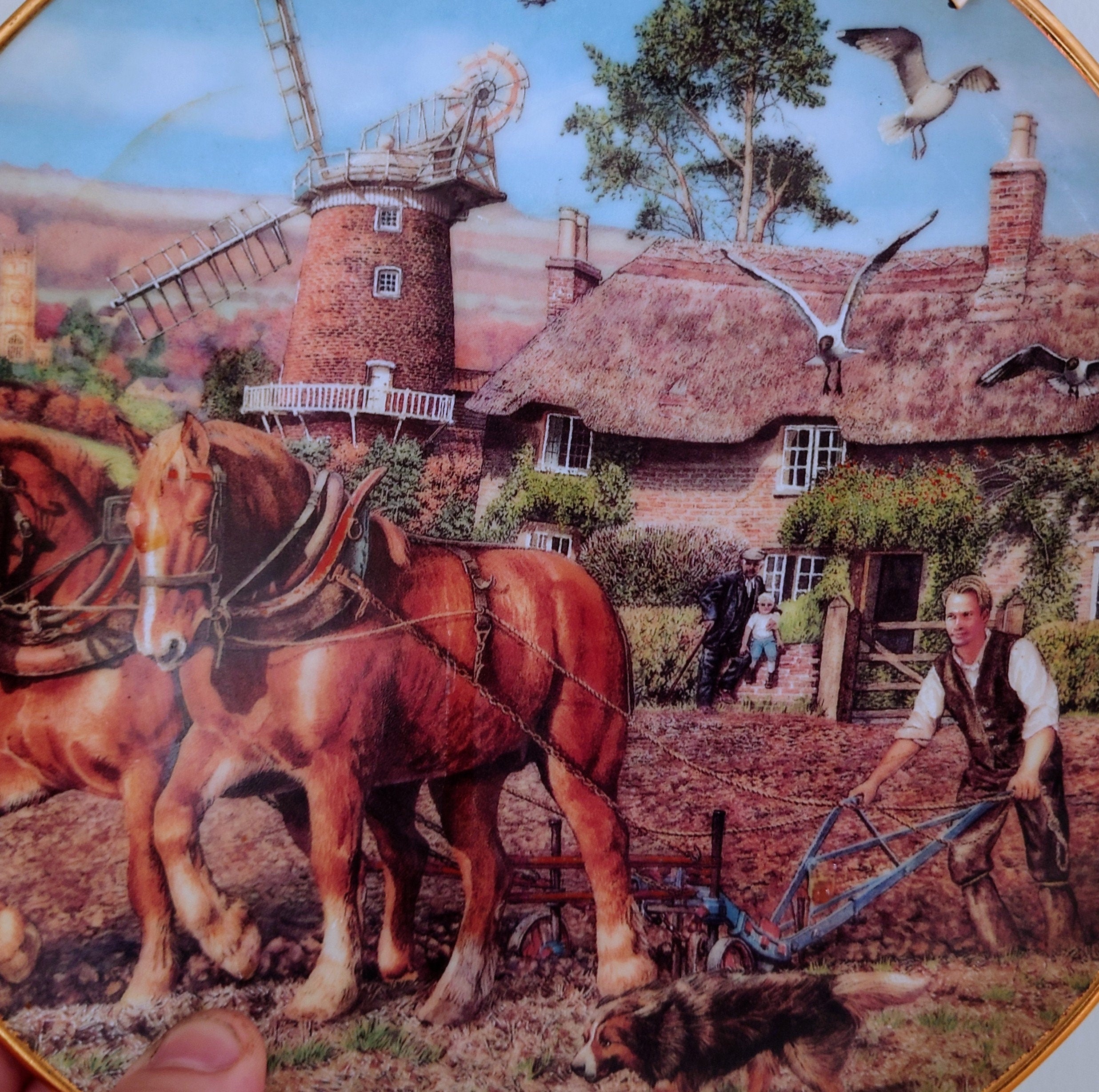 Vintage Wall Plate 'Countryside Memories Horse Plate' Ceramic Plate China Porcelain 'Working the Land' Fine Porcelain Decorative Plate