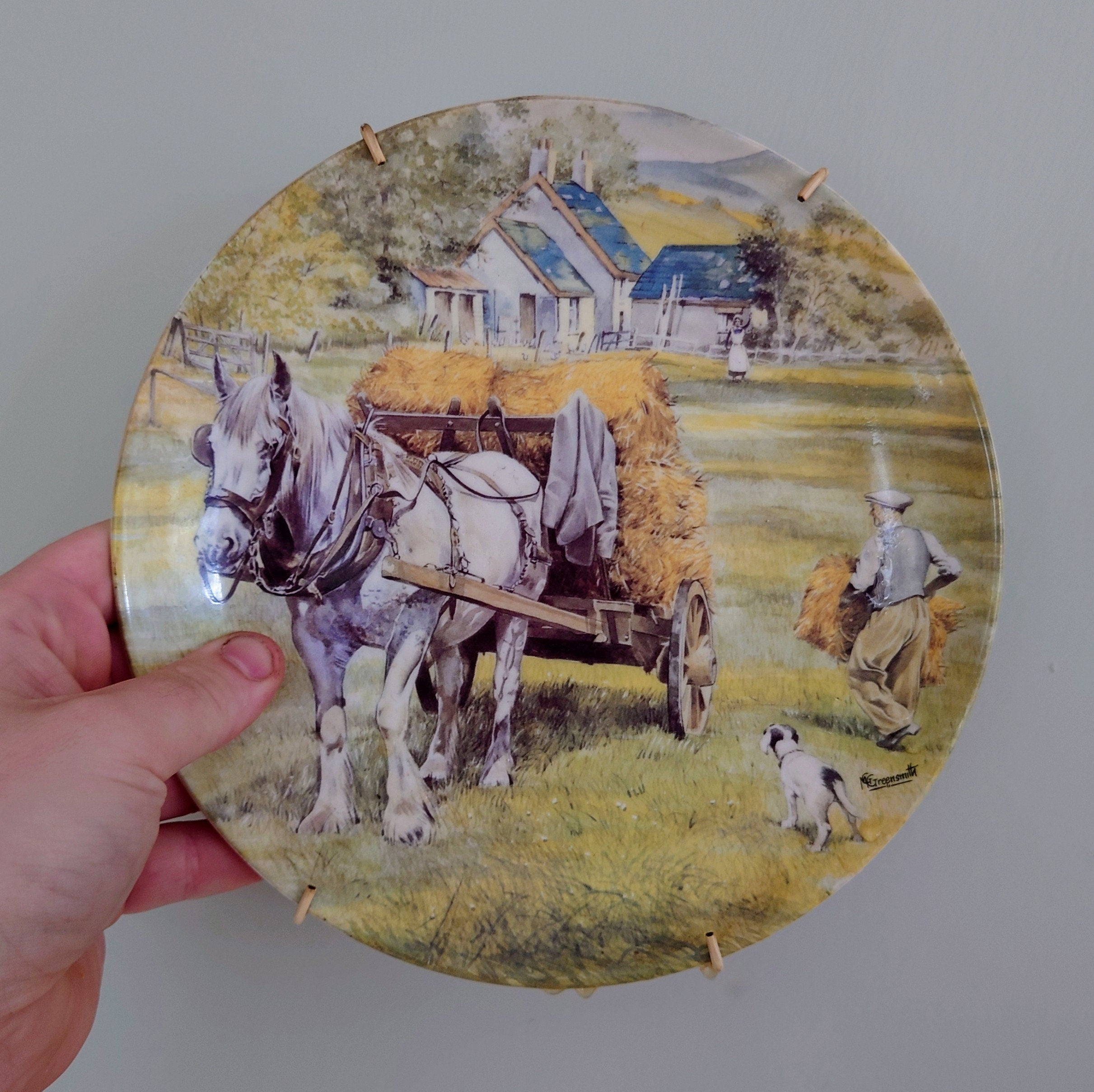 Vintage Wall Plate 'Wedgwood Horse Plate' Ceramic Plate China Porcelain 'Gentle Giants Collection' Fine Porcelain Decorative Plate