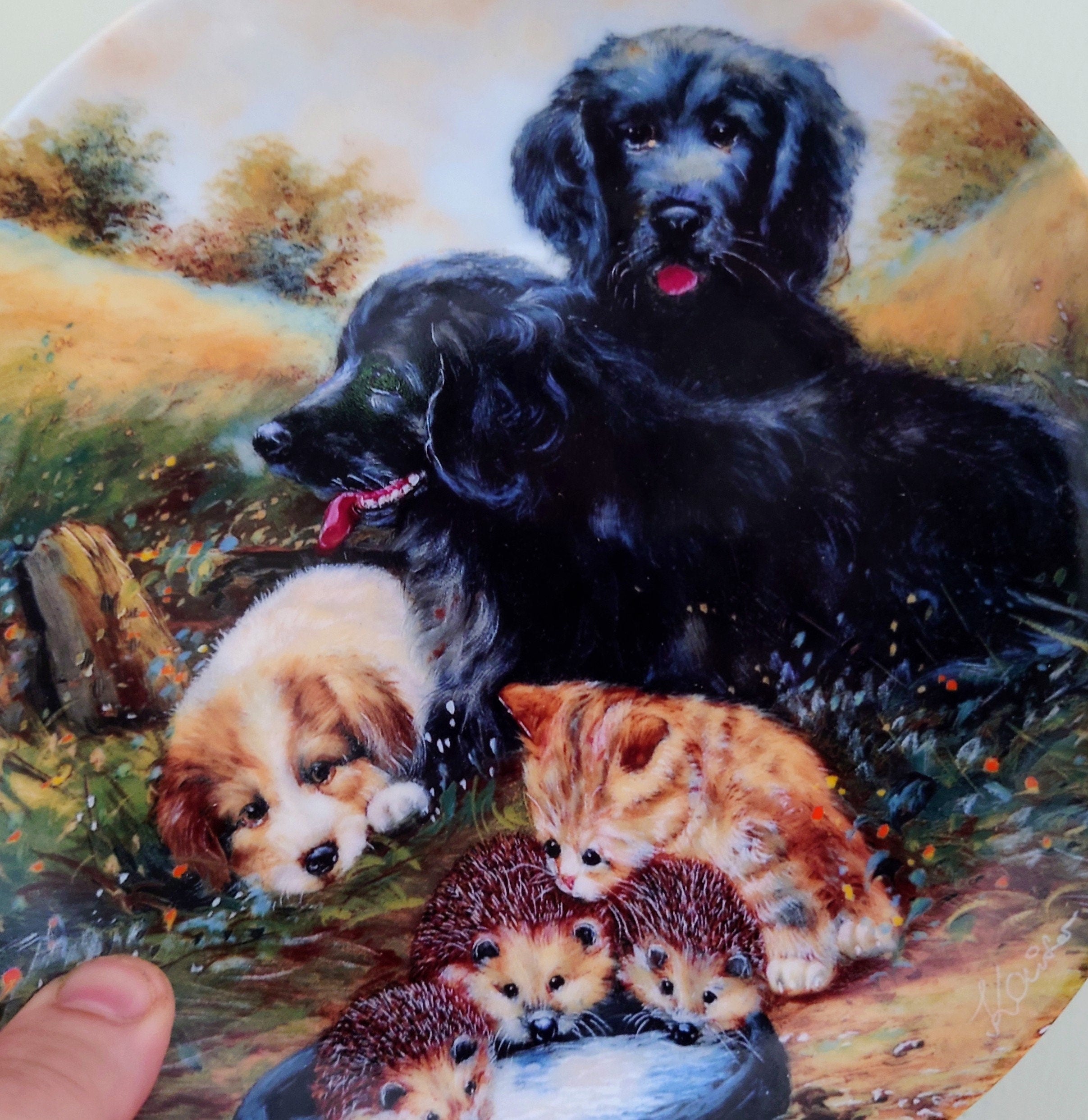 Vintage Wall Plate Bradford Exchange 'German Dog/Cat/Animal Series'' Fine Bone China Decorative Plate Collectable Boxed Plate