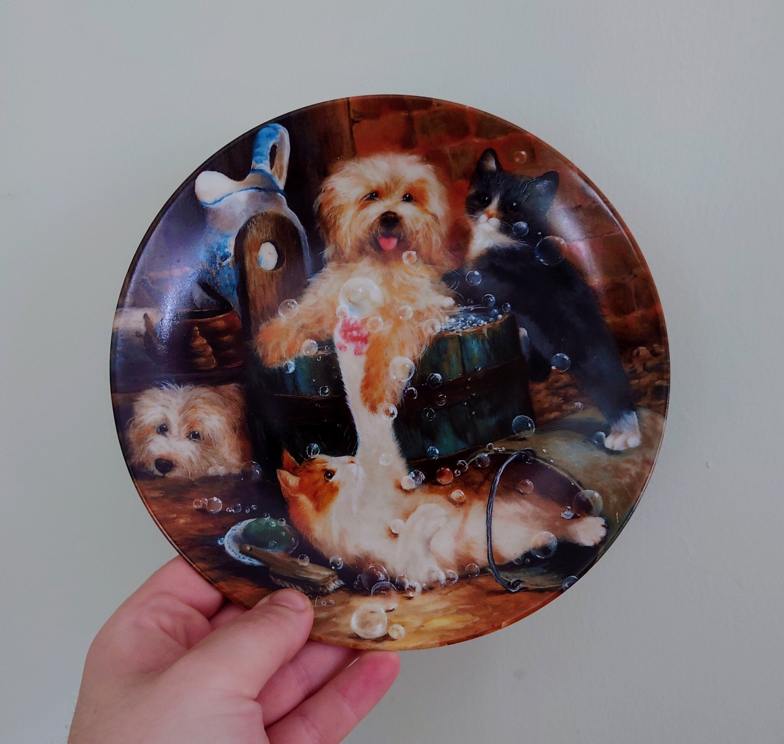 Vintage Wall Plate Bradford Exchange 'German Dog/Cat/Animal Series'' Fine Bone China Decorative Plate Collectable Boxed Plate