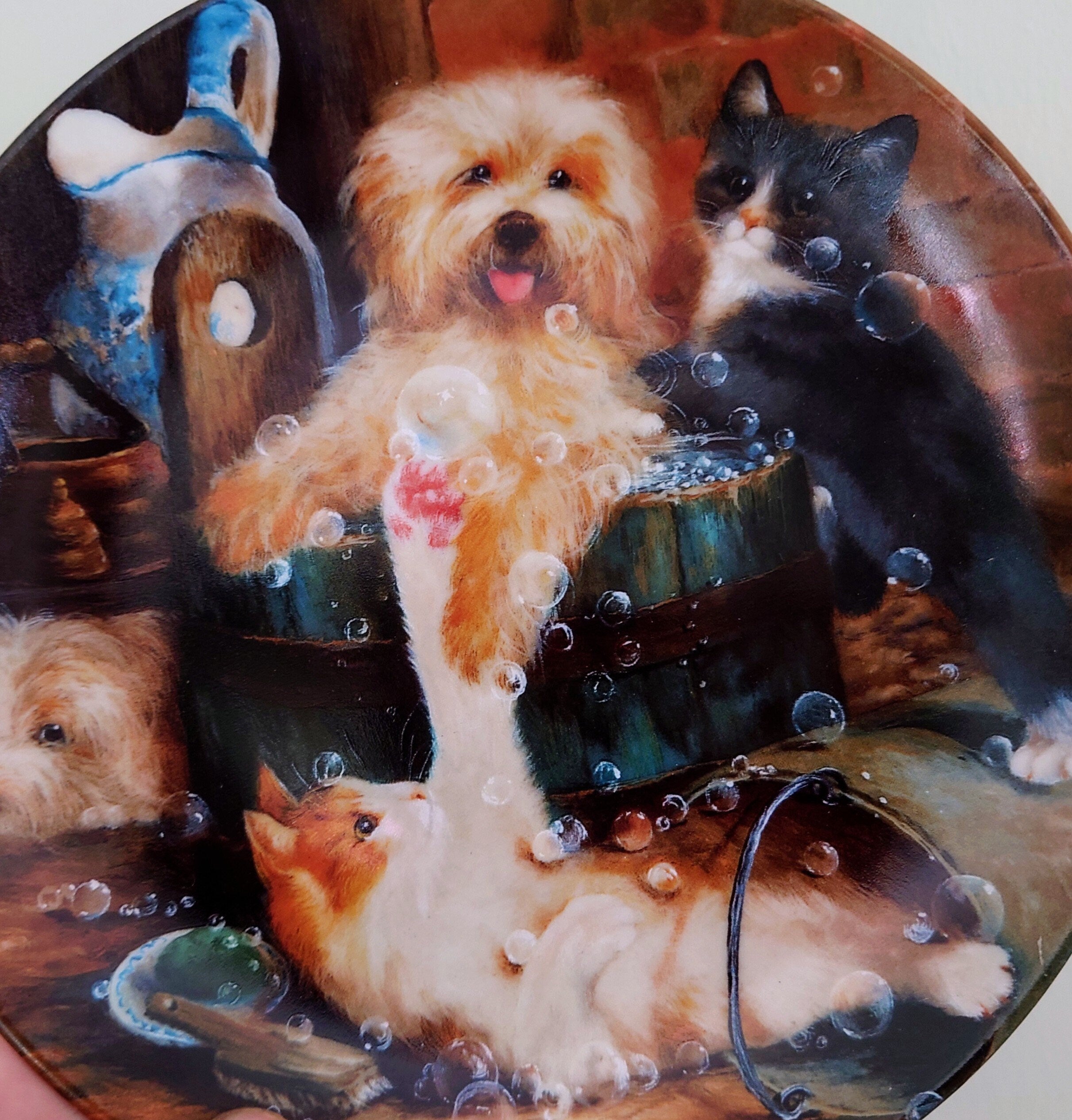 Vintage Wall Plate Bradford Exchange 'German Dog/Cat/Animal Series'' Fine Bone China Decorative Plate Collectable Boxed Plate