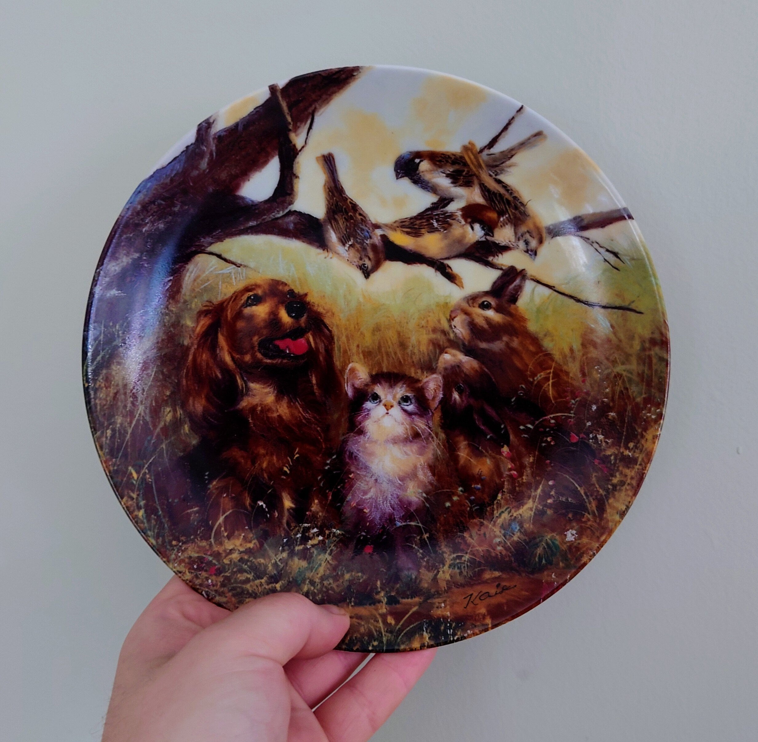 Vintage Wall Plate Bradford Exchange 'German Dog/Cat/Animal Series'' Fine Bone China Decorative Plate Collectable Boxed Plate
