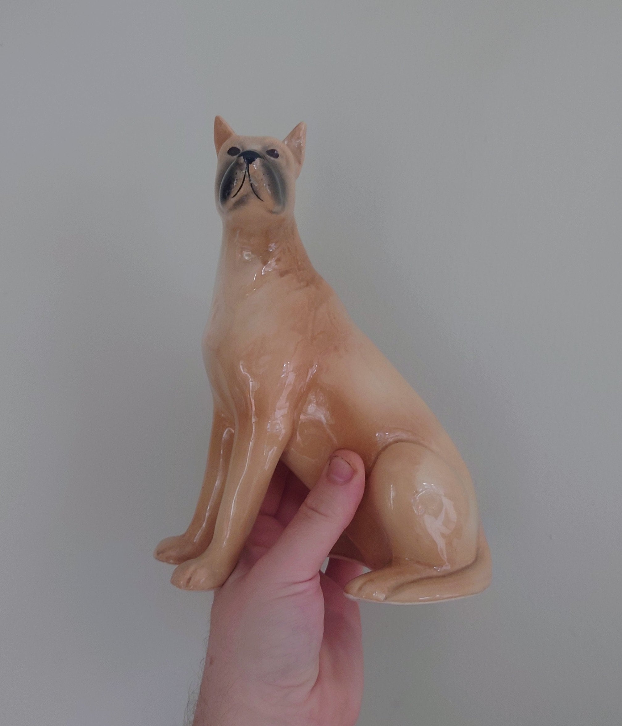 Vintage Dog Figurine Pit Bull Terrier Staffordshire Bull Dog Glazed Dog Animal Ornament Made in England Beswick Style porcelain boxer dog