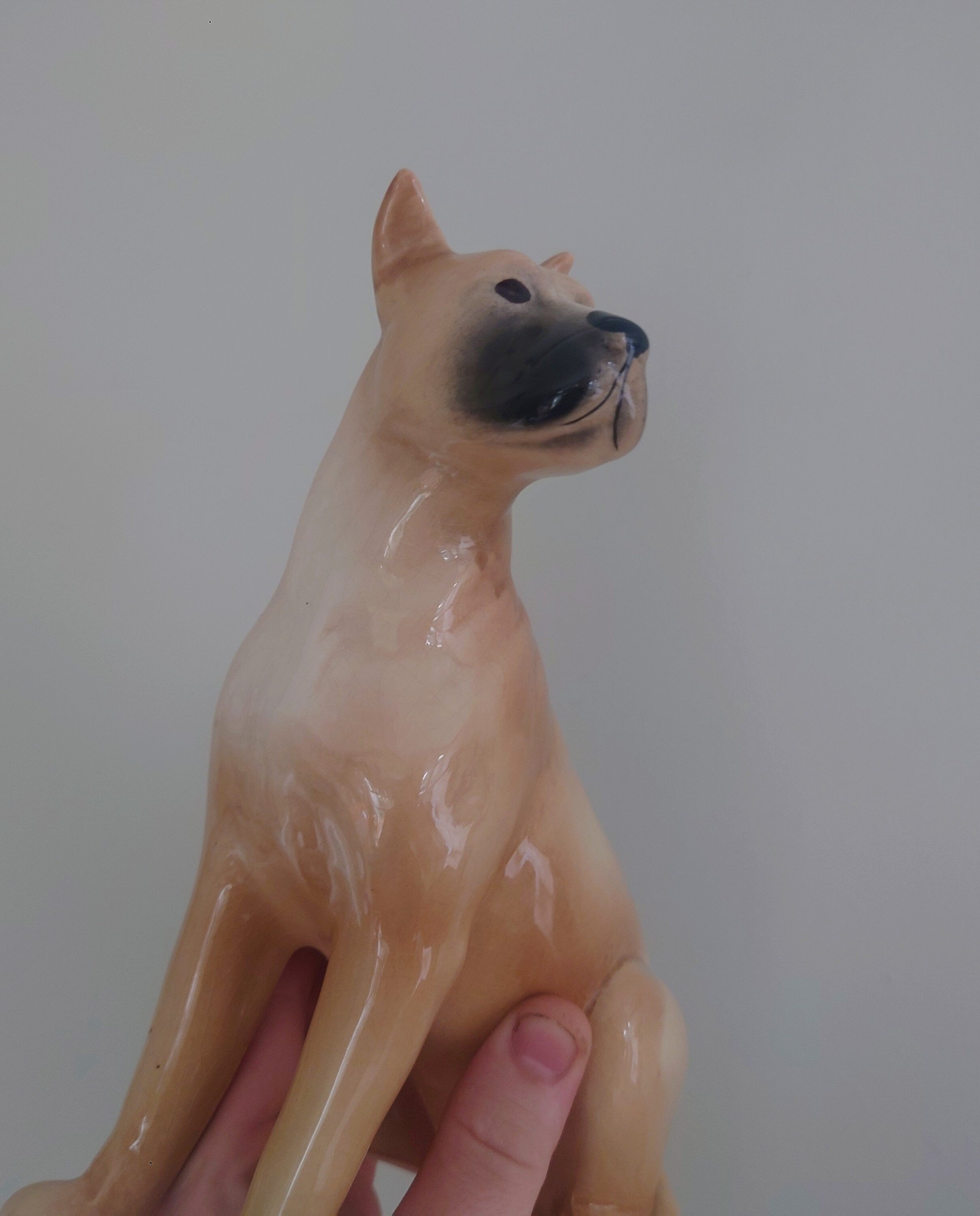 Vintage Dog Figurine Pit Bull Terrier Staffordshire Bull Dog Glazed Dog Animal Ornament Made in England Beswick Style porcelain boxer dog