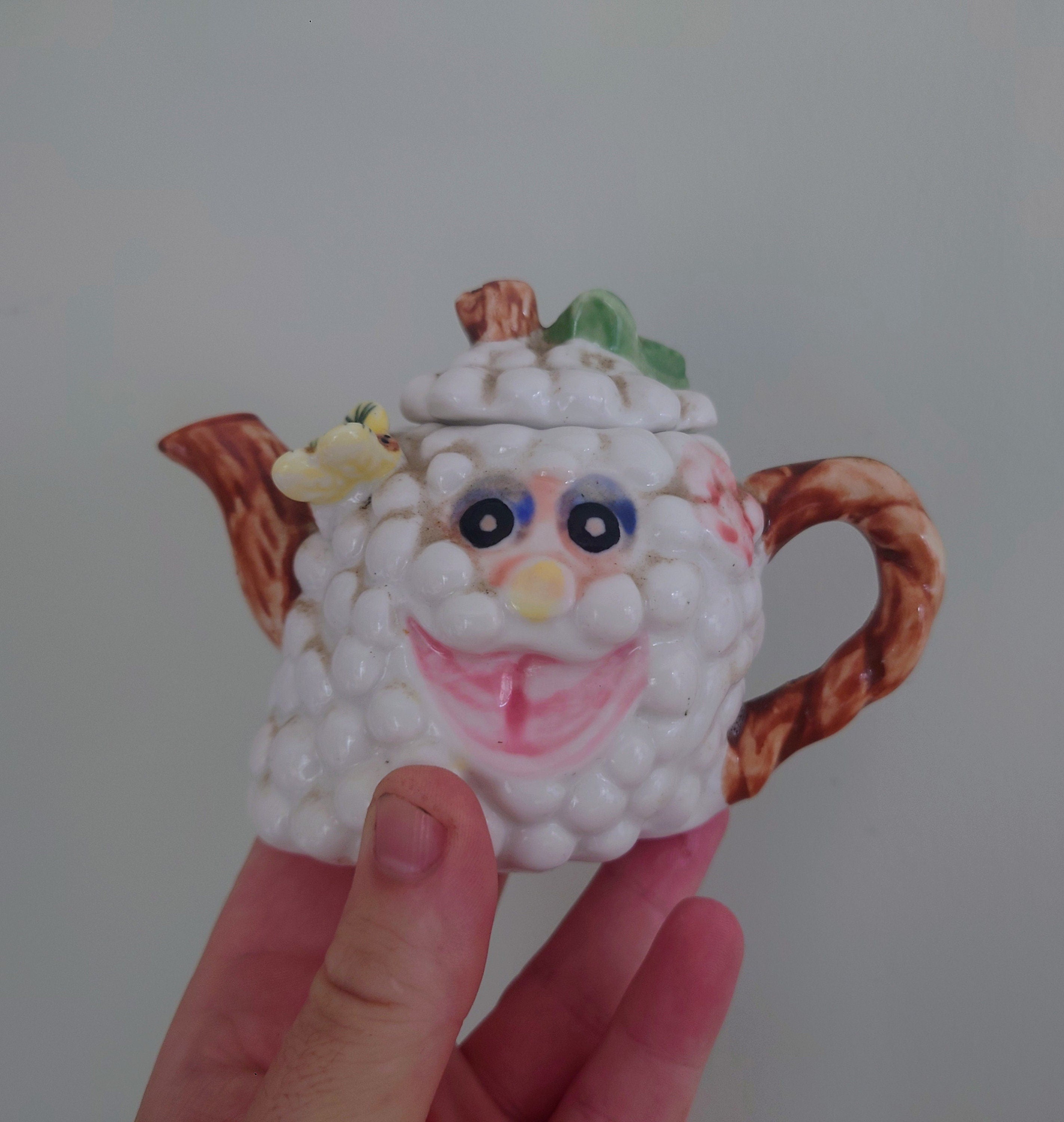 Vintage Small Teapot Decorative Teapot Fruit  Design Novelty Ornamental Teapot Country Cottage Small Ornamental Kitsch Teapot
