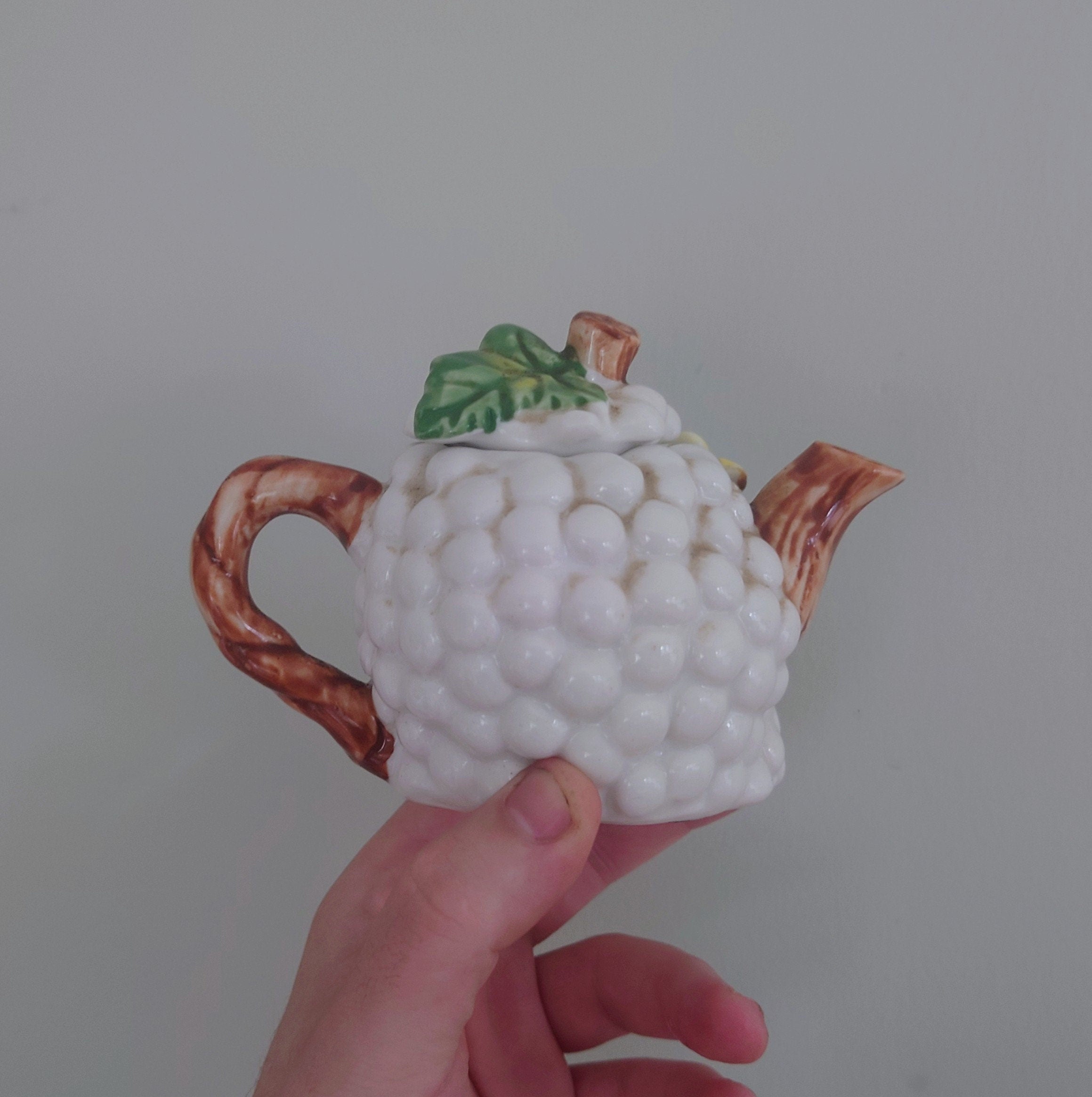 Vintage Small Teapot Decorative Teapot Fruit  Design Novelty Ornamental Teapot Country Cottage Small Ornamental Kitsch Teapot