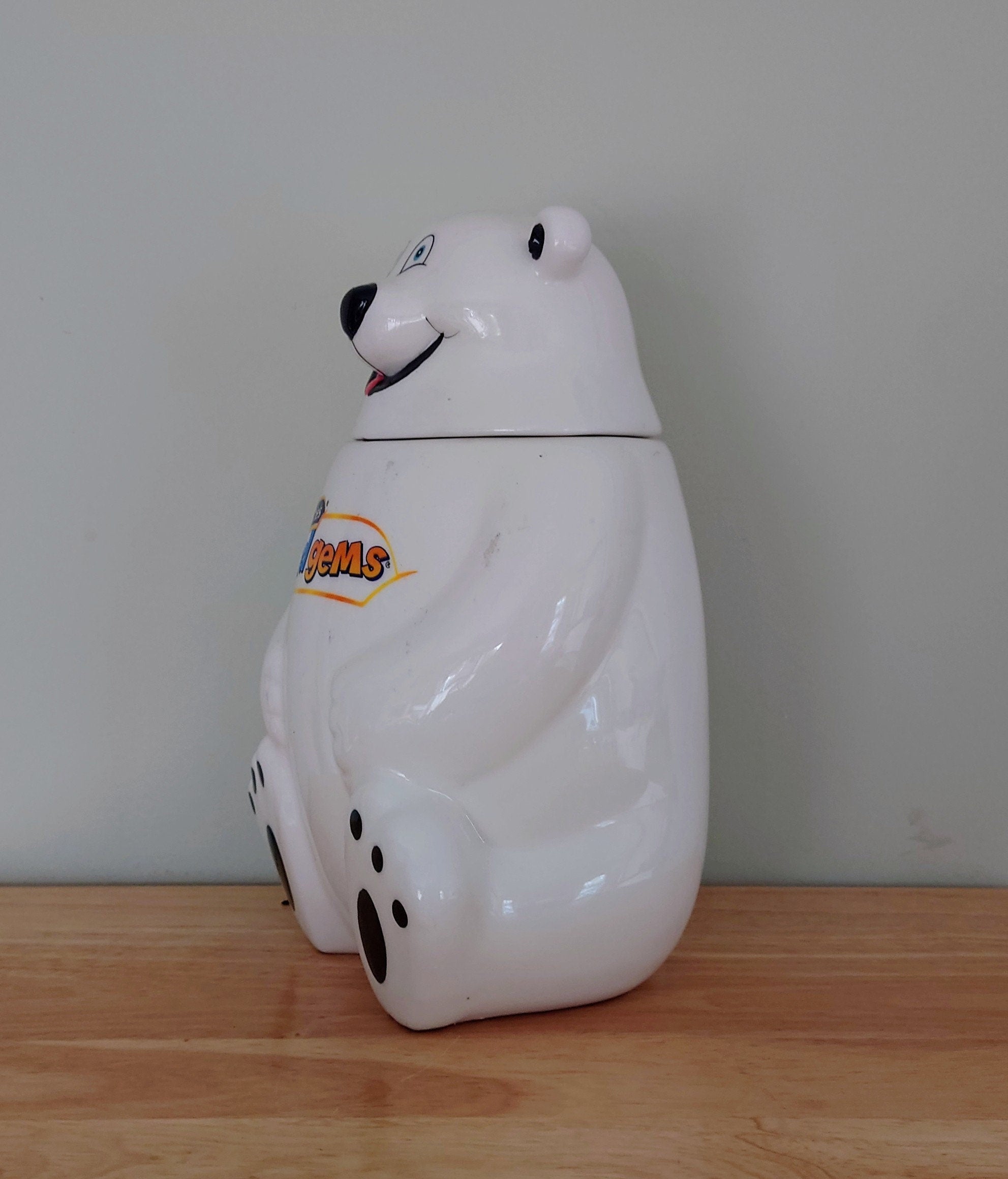Vintage Bear Cookie Jar Biscuit Jar  kitsch kitchen McVities Iced Gems White Polar Bear Novelty Biscuit Barrel Cookie Storage Jar Barell