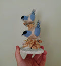 Vintage Blue and White Bird Figurine On Branch Collectable Bird Ornament Lladro Style Floral Figurine