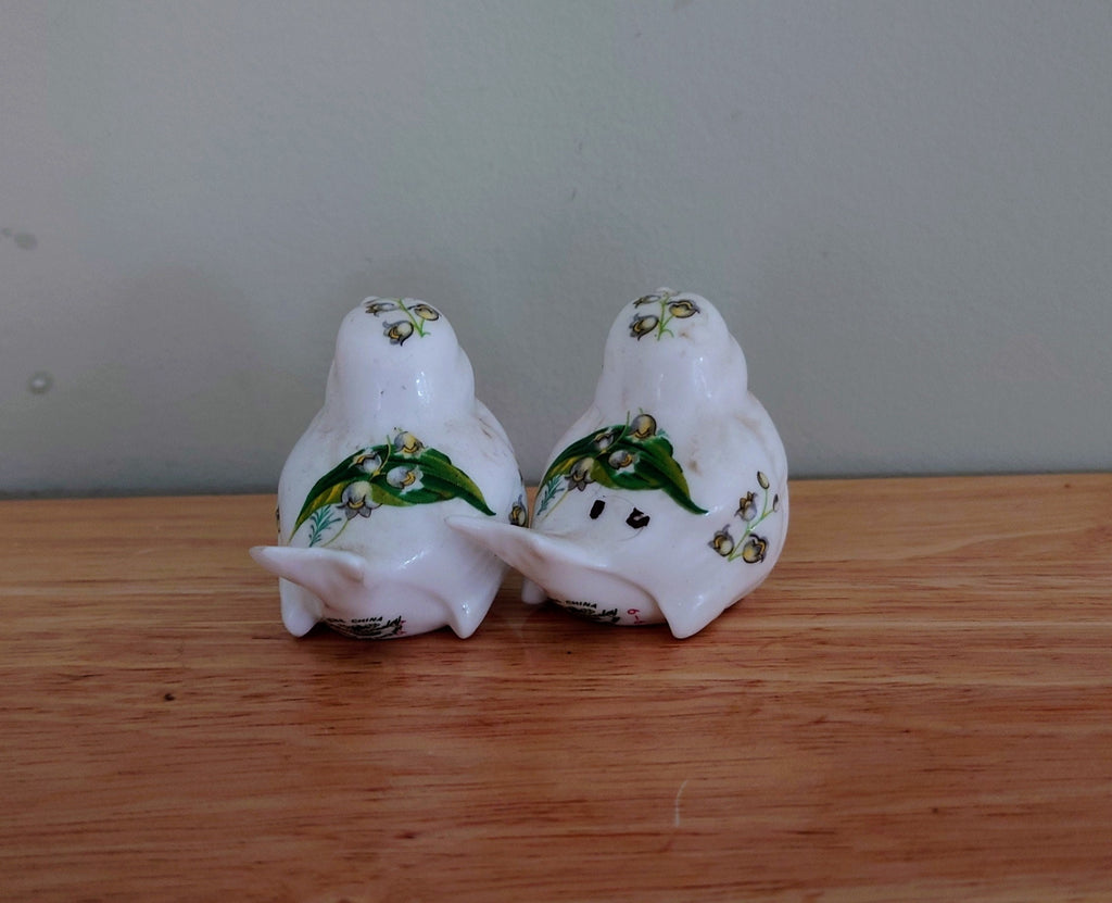 Vintage Salt and Pepper Shaker Bird Floral Cruets Ceramic Novelty Shakers / Collectible Kitchenalia Pottery Tableware Dispensers