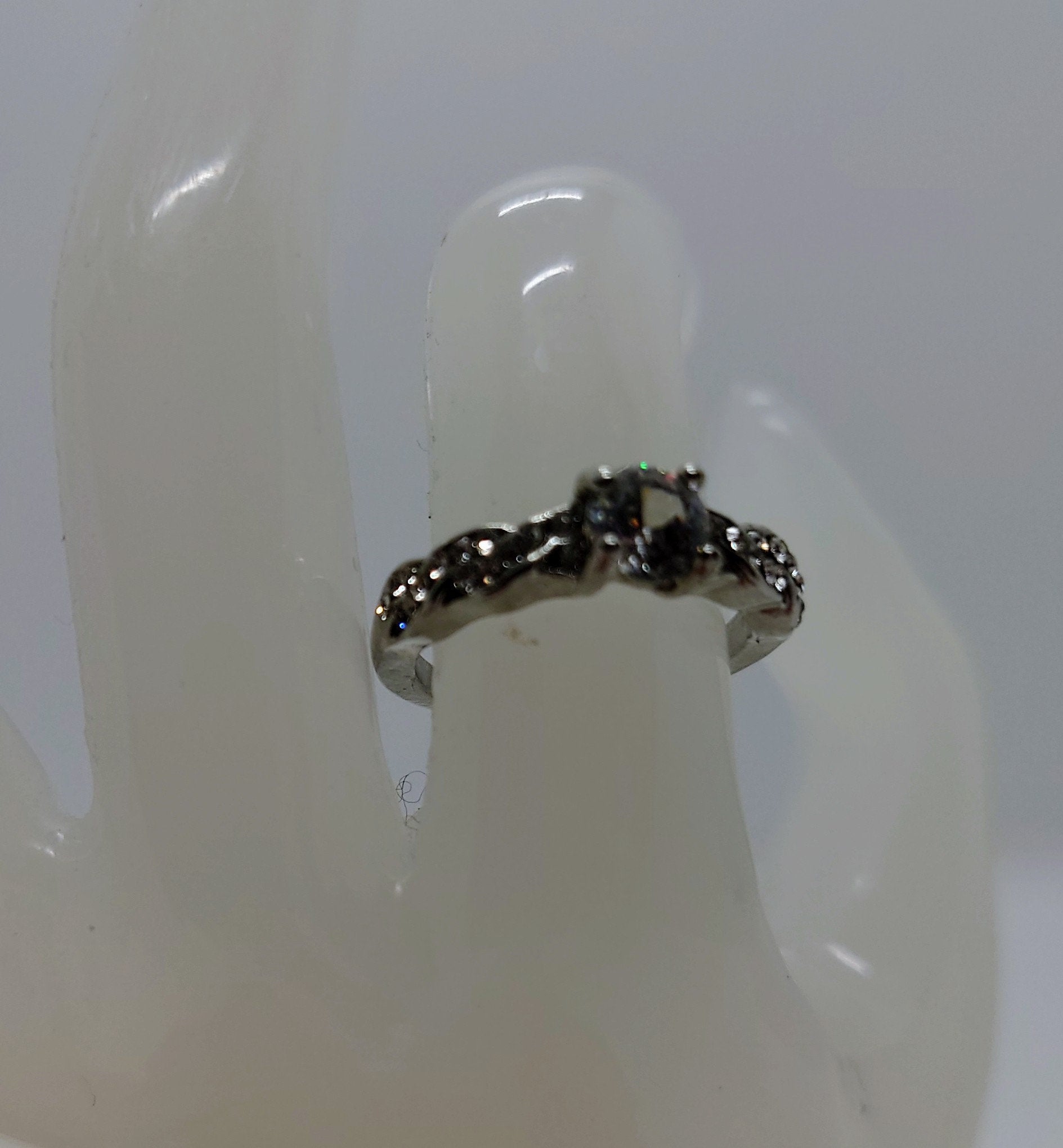 Vintage Diamond Rhinestone Dress Ring Costume Jewellery Wedding Ring Statement Ring Silver Crystal Ring UK Size P US 7.5