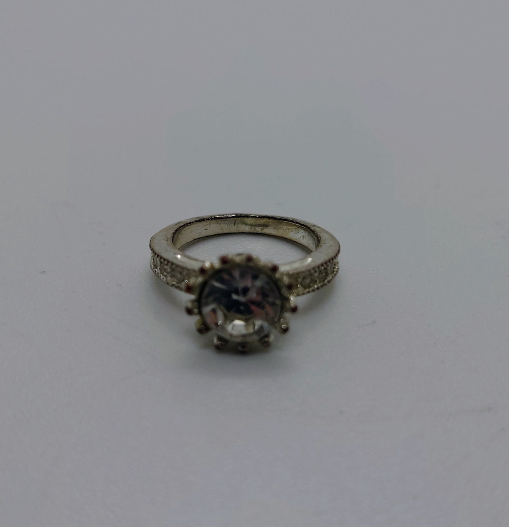 Vintage Diamond Rhinestone Dress Ring Costume Jewellery Wedding Ring Statement Ring Silver Crystal Ring UK Size L US 6