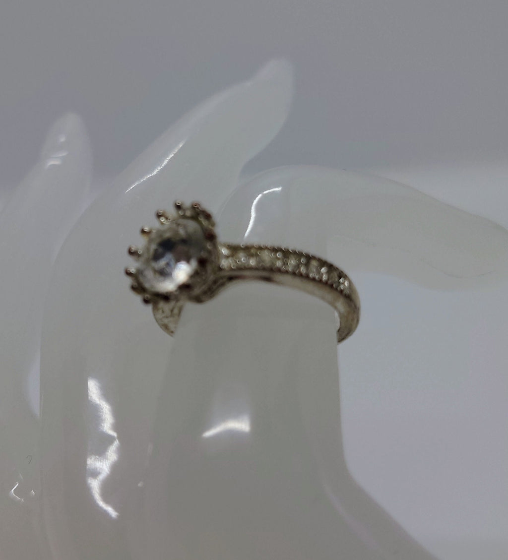 Vintage Diamond Rhinestone Dress Ring Costume Jewellery Wedding Ring Statement Ring Silver Crystal Ring UK Size L US 6