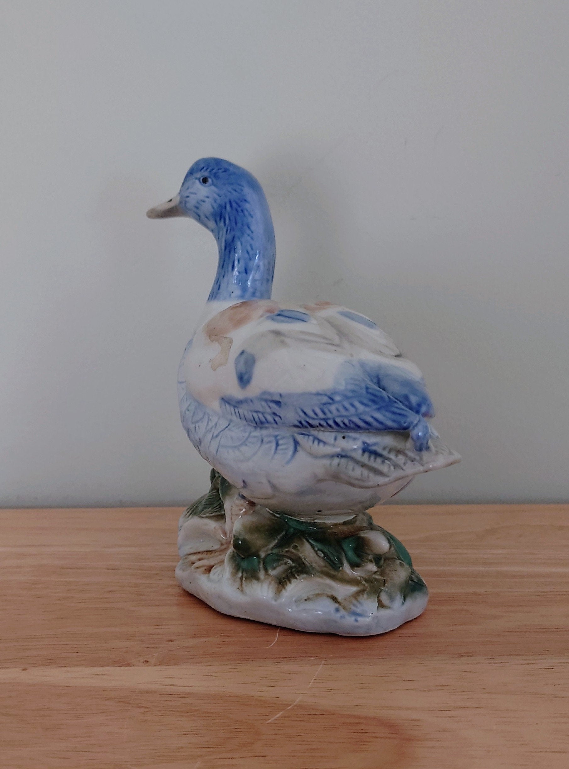 Vintage Ceramic Duck Figurine Kitsch Duck sculpture Farmyard Animal Kitchen Décor Country Cottage