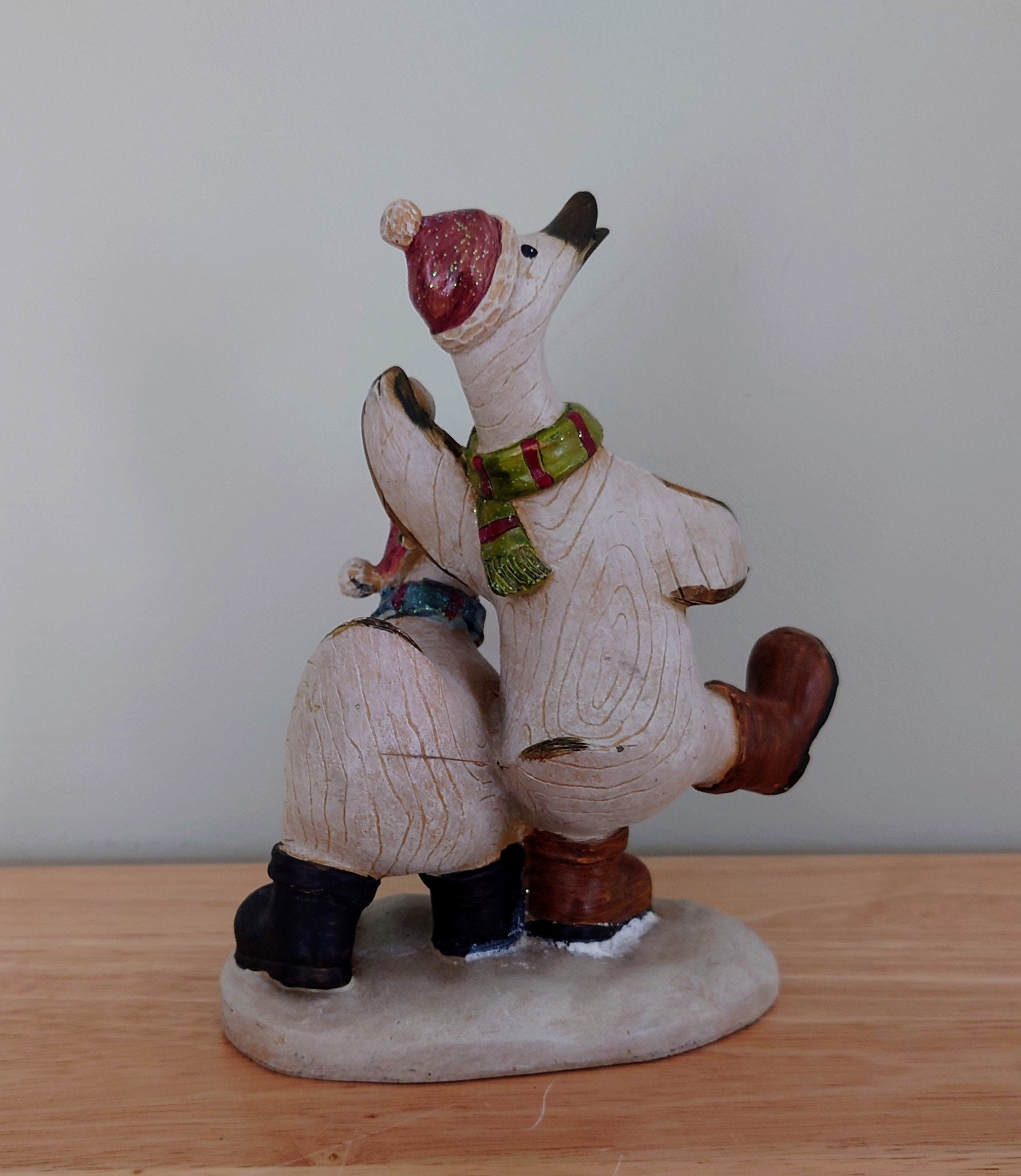Christmas Vintage Duck Pair Figurine Kitsch Duck sculpture Farmyard Animal Kitchen Décor Country Cottage Resin Duck Miniature Ornament