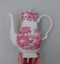Vintage Coffee Pot Myotts Country life, Red Ceramic Teapot/Coffee Pot Vintage Tea Party Red Print Pottery Made in Staffordshire
