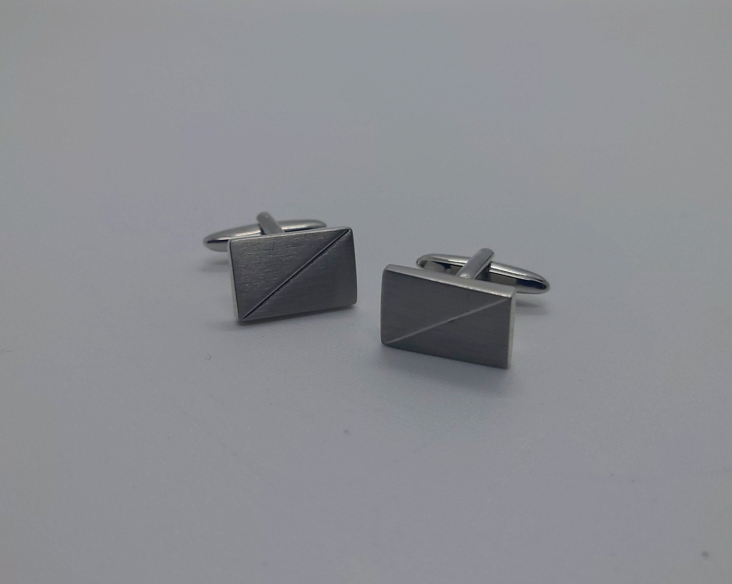 Vintage Silver Cufflinks Rectangular set of Mens Cufflinks Vintage 1970's Cuff Links Silver Tone Metal Costume Jewellery Gift for Him