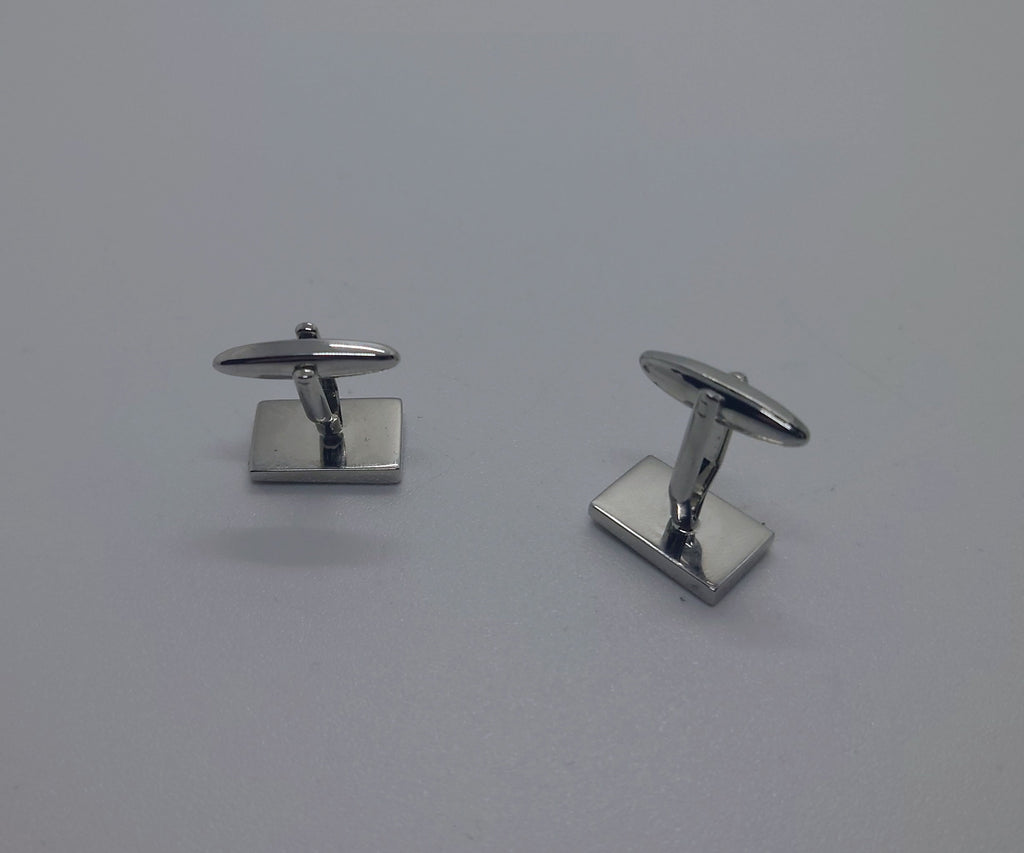 Vintage Silver Cufflinks Rectangular set of Mens Cufflinks Vintage 1970's Cuff Links Silver Tone Metal Costume Jewellery Gift for Him