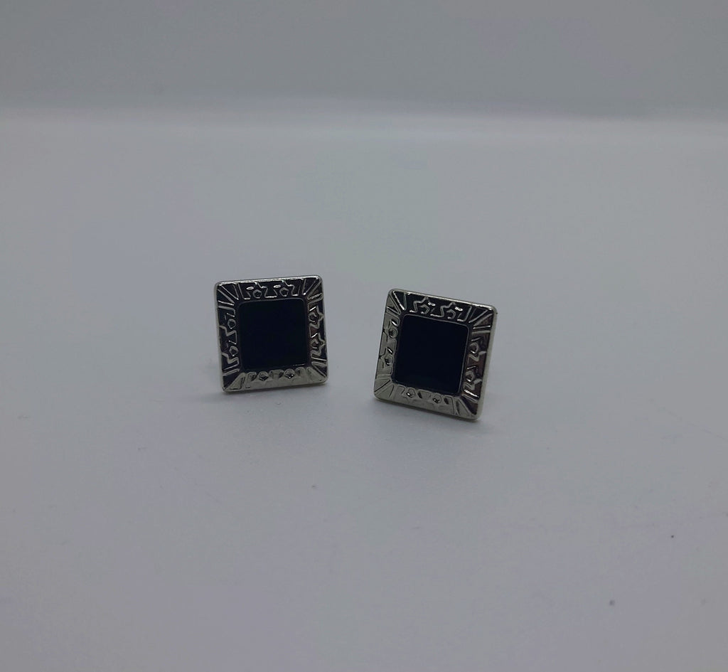 Vintage Silver Cufflinks Rectangular set of Mens Cufflinks Vintage 1970's Cuff Links Silver Tone Metal Costume Jewellery Gift for Him